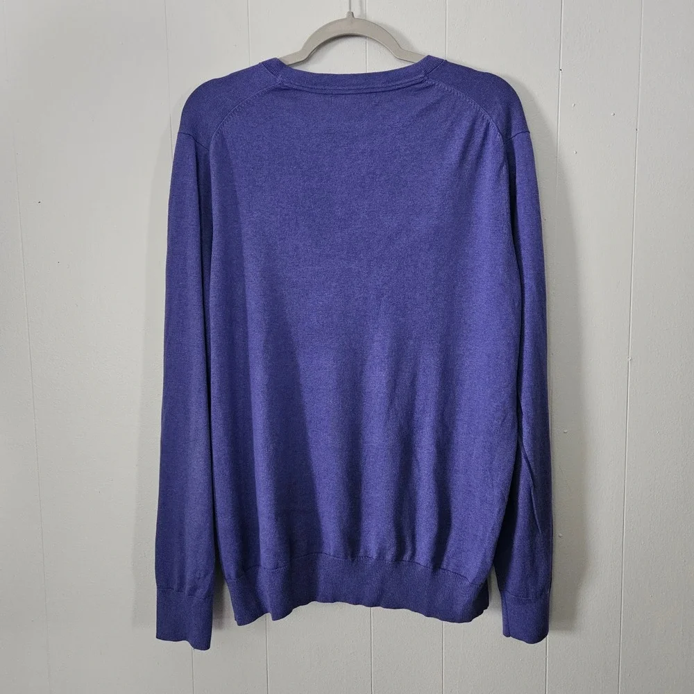 Banana Republic V Neck Pullover Luxury Blend Silk Purple Men's Sweater Size L